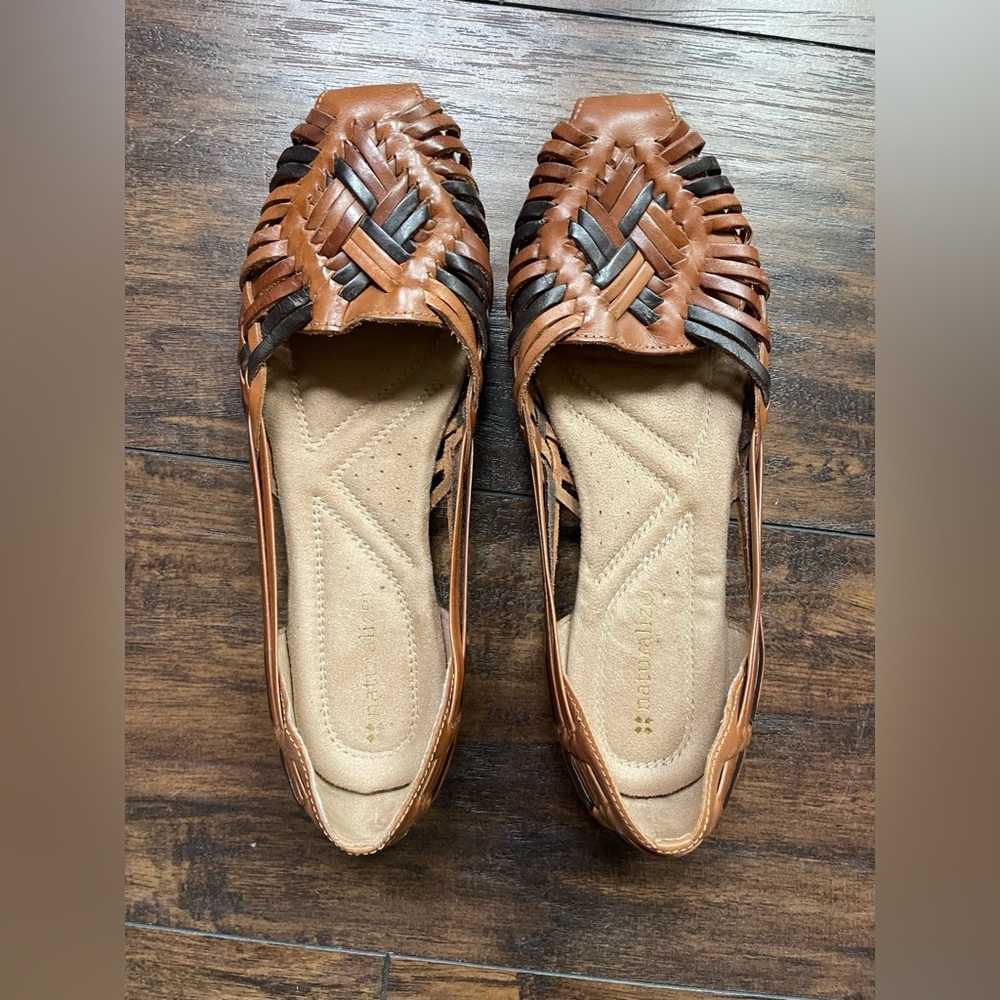 Naturalizer Brown & Black Woven Leather Flats